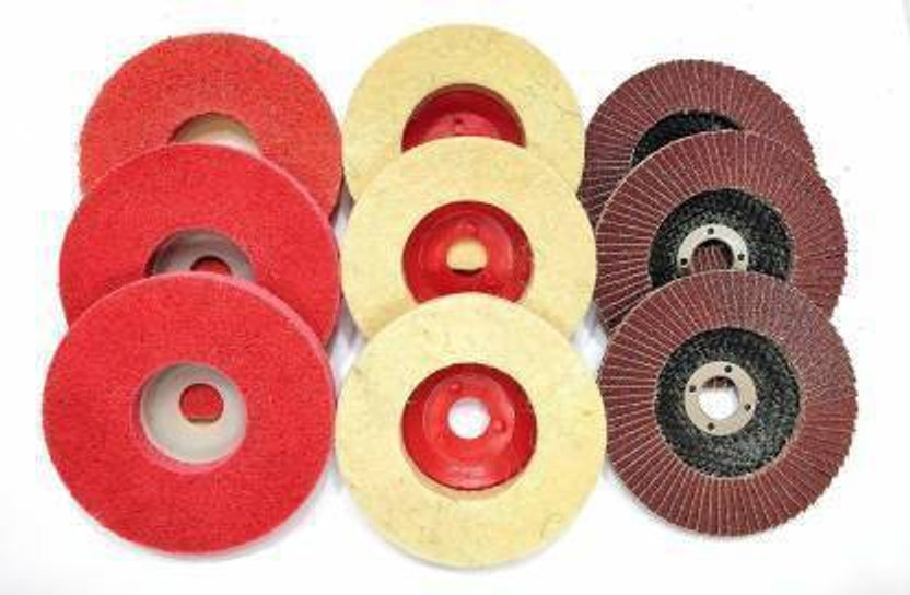 ADAWAT Non-Woven Felt Pad Emery Flap Disc-Nylon Wheel for Sanding Buffing Polishing Metal Polisher(4 inch)