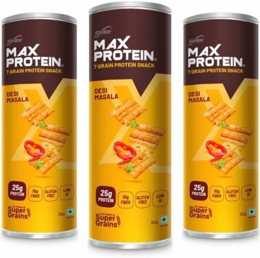 RiteBite Max Protein Chips Desi Masala 150g(Pack of 3) Chips Price in