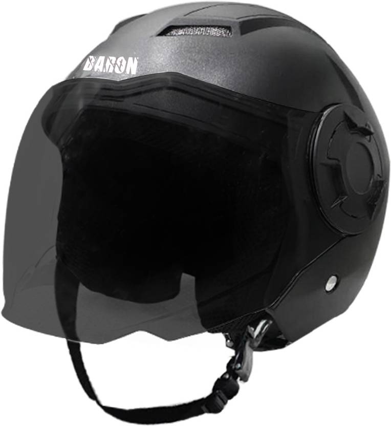 Steelbird Open Face Helmet, ISI Certified Helmet in Dashing Black with