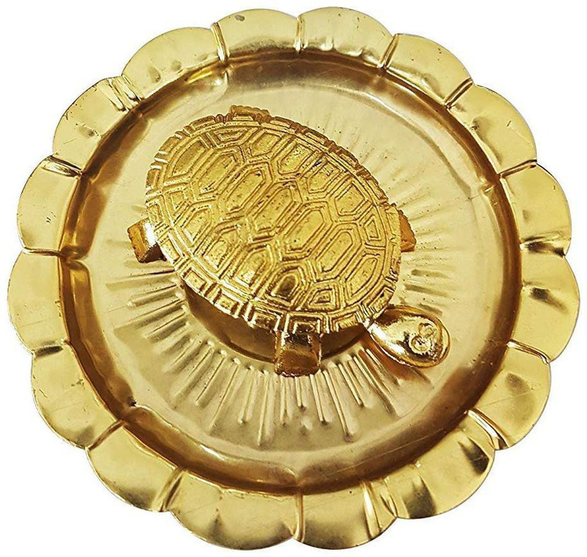Prabhu Bhakti Prabhu Bhakti Wish Fulfillment Kachua Laxmi Yantra Vastu/Fengshui Traditional Religiour Tortoise/Thali for Wealth/Prosperity/Peace/Success Puja Decorative showpiece (Medium) Decorative Showpiece  -  5 cm(Brass, Gold)