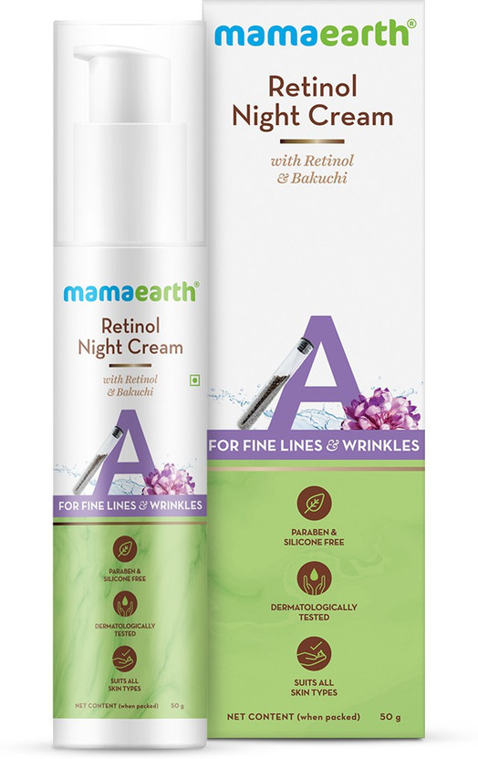 Mamaearth Retinol Night Cream For Women with Retinol & Bakuchi for Anti Aging, Fine Lines and Wrinkles(50 g)
