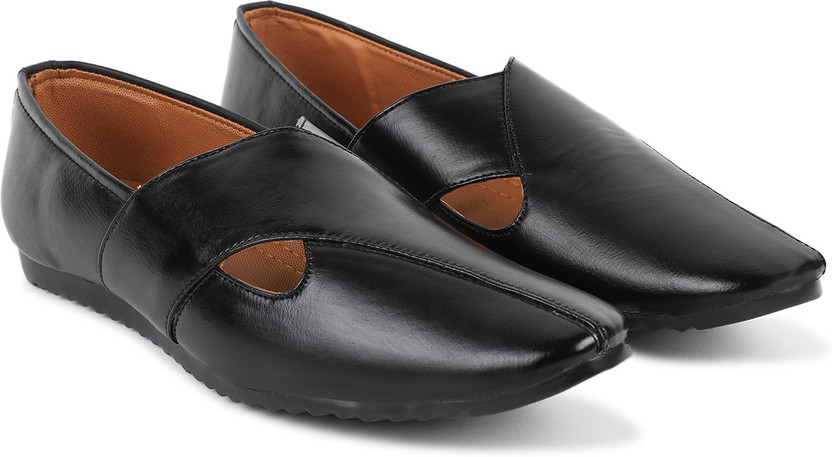 black leatherette slip on loafer