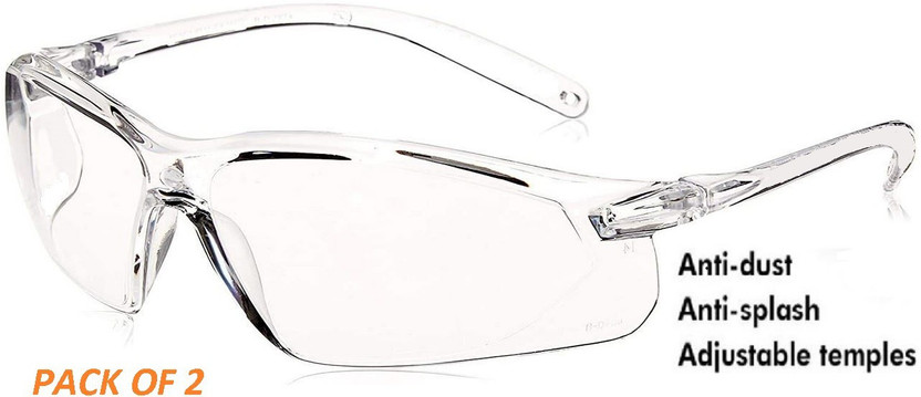 Quantum Retail Eye Protection Safety Goggles Glasses Anti-Droplets Protective Eyeglass with Clear Polycarbonate Lens (SG-QR4-Pack2) Power Tool, Welding, Laboratory, Blowtorch, Wood-working  Safety Goggle(Free-size)