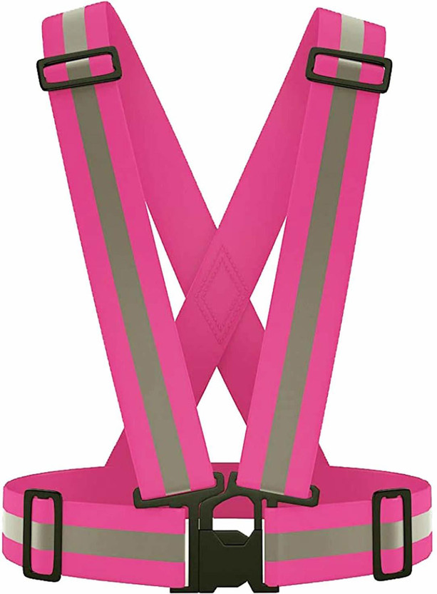ANAIN Imported Safety Security Reflective Adjustable Vest Belt Gear Stripe Night Running Safety Jacket(PINK)