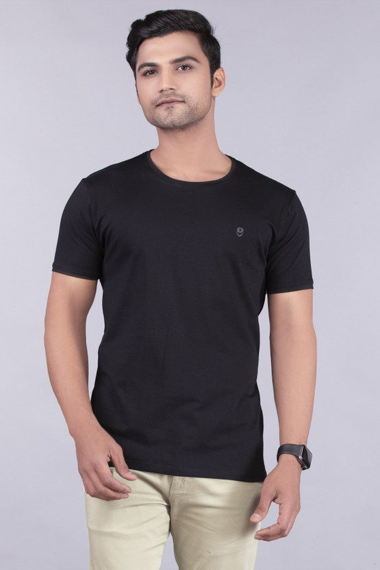 RIG ANTHONY Solid Men Round Neck Black