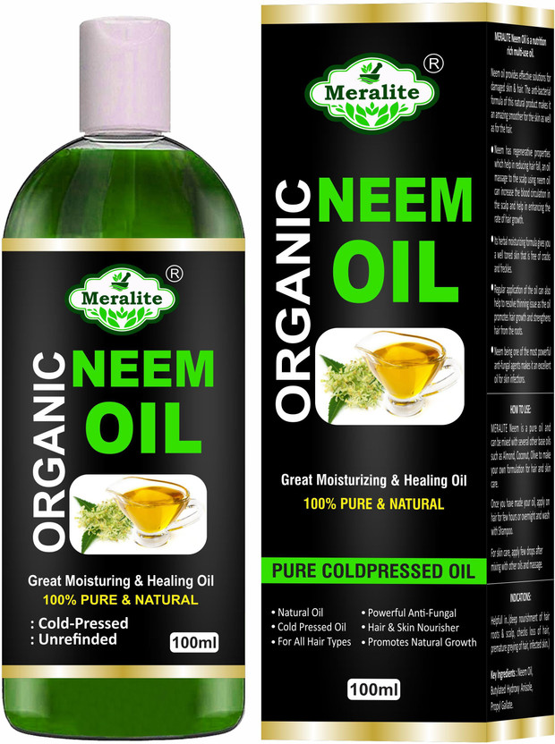 Meralite Organic Neem Carrier Oil (100ML) Pure Natural for Skin & Hair Oil(100 ml)