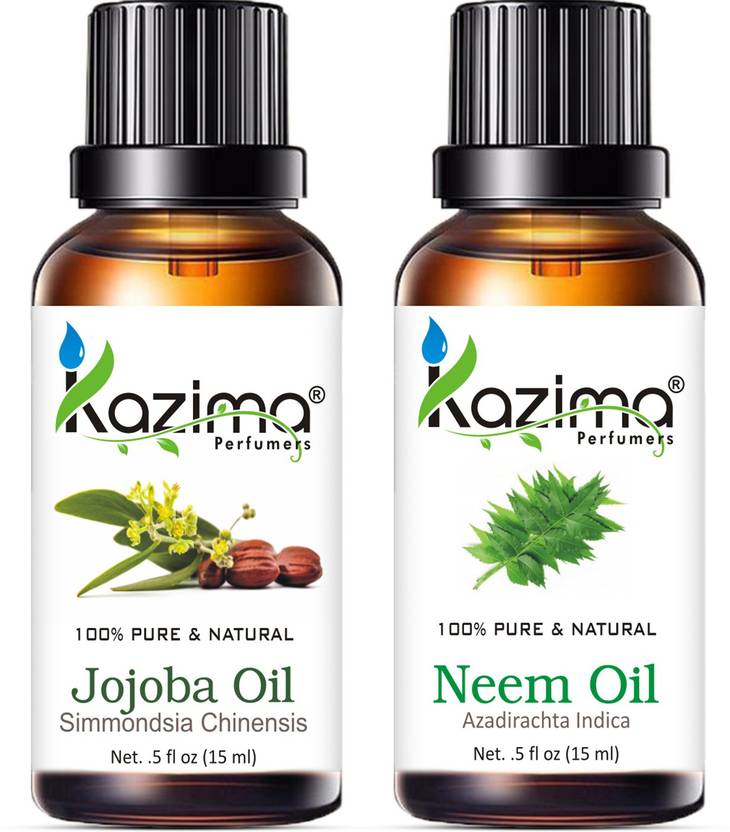 KAZIMA Combo of Jojoba Oil and Neem Oil For Hair Growth, Skin care (Each 15ML ) 100 Pure