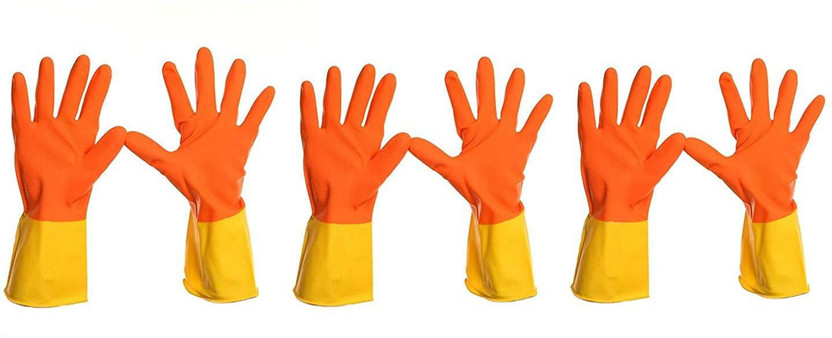 DARIT Natural Latex Super Elastic Industrial Household Cleaning Gloves Wet and Dry Glove Set(Extra Large Pack of 6)