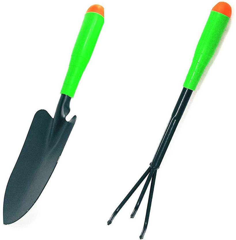 DARIT Gardening Hand Tools With High Carbon Steel Heads Trowel Rake Fork Cultivator Garden Tool Kit(2 Tools)
