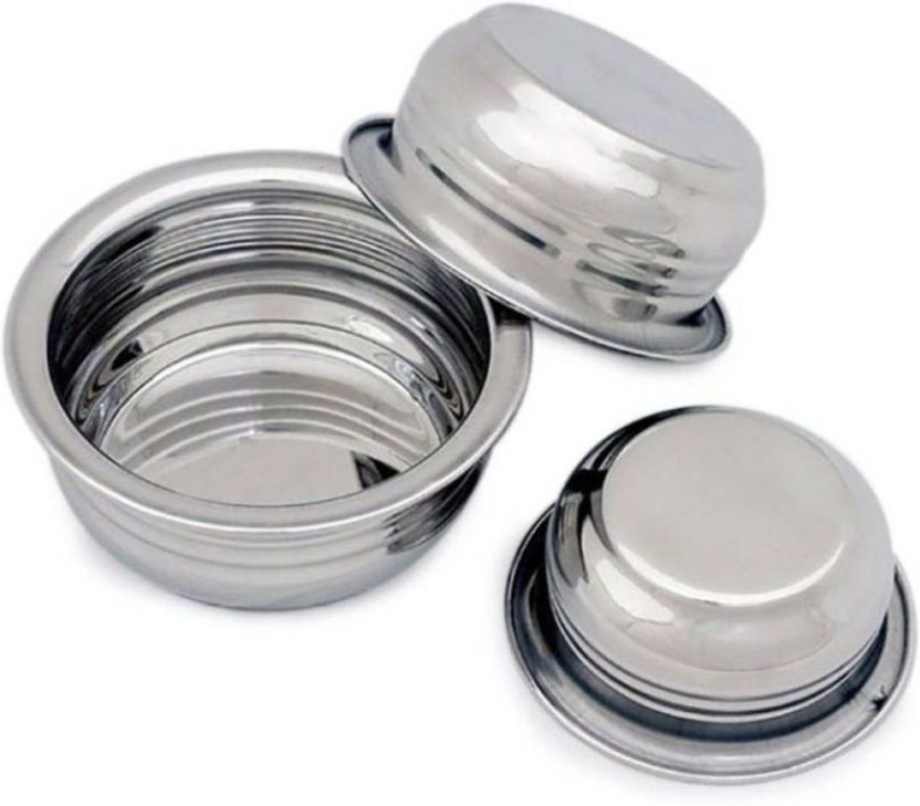 RBGIIT Steel Bottom Handis Serving Biryani Storage Cooking Usefull In Kitchen Women Likely Bowl Style Dinner Table Suitable Serving And Decorative Kithchen Cooking Storage Salad Pasta Biryani Chikan Punjabi South North Style Vassels Steel Handi 1 L, 1.2 L, 1.4 L(Stainless Steel)