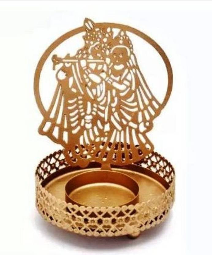 nipiyo Nipiyo Radha Krishna Shadow Tealight Candle Holder Iron Candle