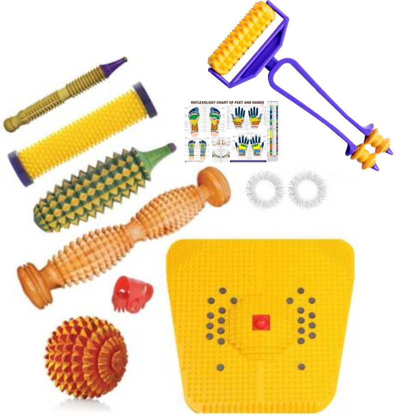 netclub NC-04 2000 216P Acupressure Tools kit combo Foot Mat With Magnets For Stress And Pain Relief Gym & Fitness Kit with advance finger massager Massager(Multicolor)