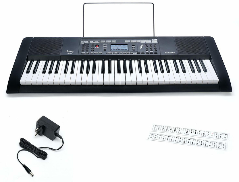 Juarez Opus JRK682 61-Key Electronic Keyboard Piano with LCD Digital Display, MIDI Function|Touch Response|Adapter|Key Note Stickers|Music Sheet Stand|300 Rhythms | 300 Timbres | 40 Demos Digital Portable Keyboard(61 Keys)