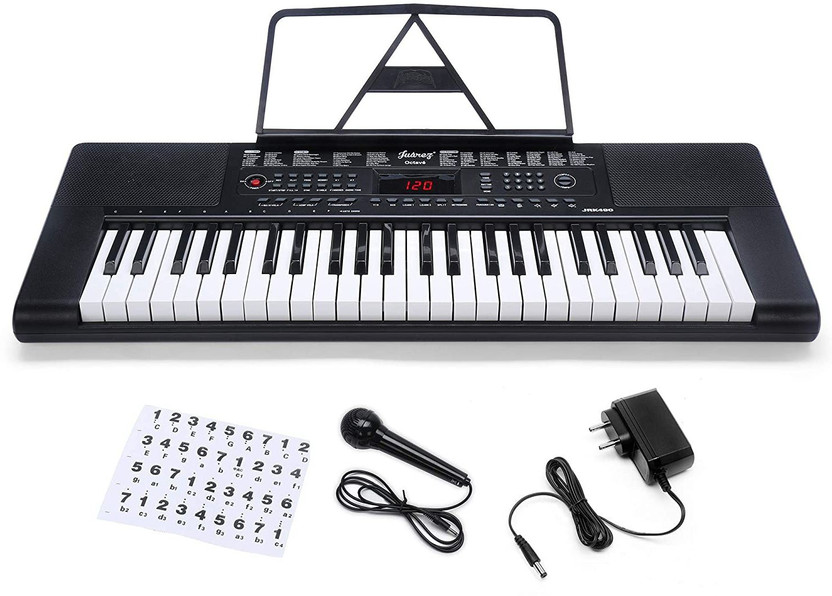 Juarez Octave JRK490 49-Key Portable Electronic Teaching Keyboard Piano with LED Display|Adapter | Key Note Stickers|Mic|Music Sheet Stand |200 Rhythms |200 Timbres|50 Demos|USB Output|49 Percussions Digital Portable Keyboard(49 Keys)