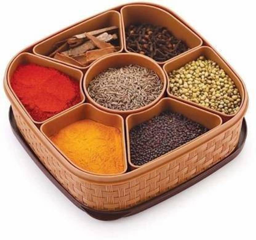 NL Traders 7 Section Plastic Masala Box, Dry Fruit airtight Container