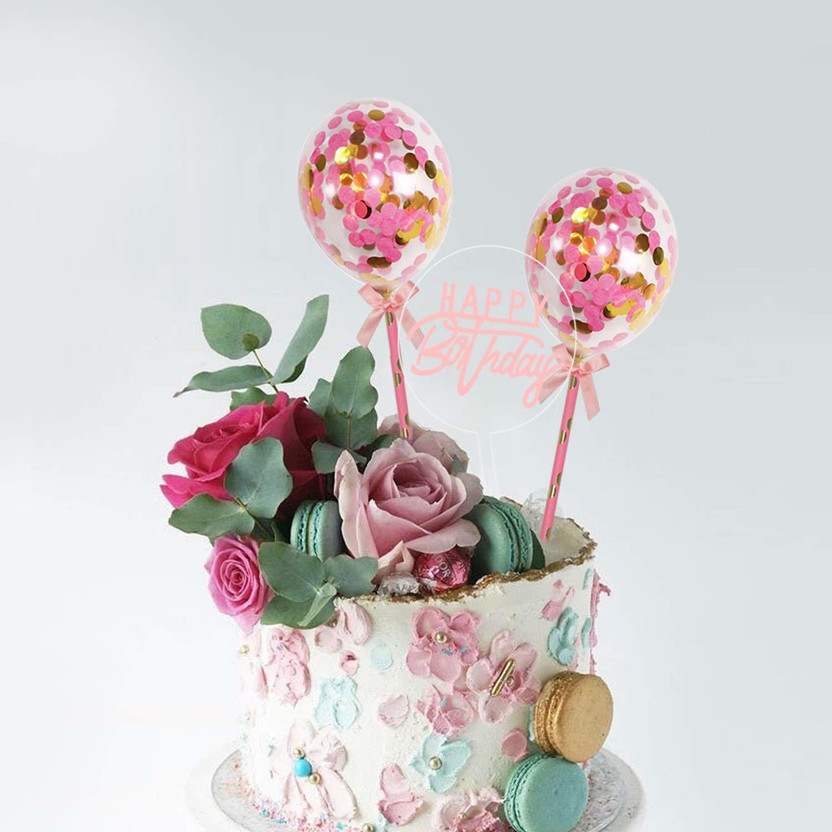 DECOR MY PARTY Cake Topper(Pink Pack of 3)