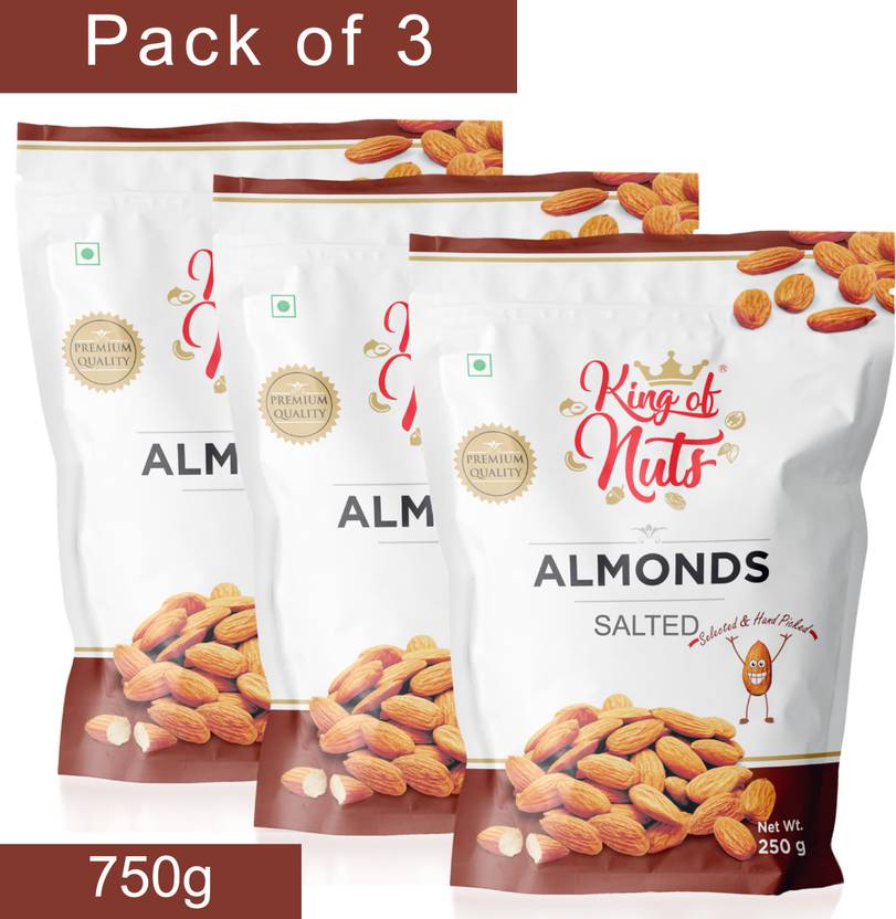 King of Nuts Almonds, Salted, Premium Quality, Combo of 3 Almonds Price
