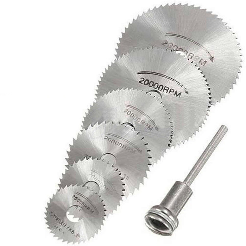 DRONA 6pc HSS 12135 6 pcs set Mini High Speed Steel made Circular Saw Blades Rotating Tool For Dermal Rotary Metal Cutter Hand Tool Set of Diamond Cutting Discs chuck 5 Blades Rotary Bit Set (6 Bits) 5 Blades Rotary Bit Set (1 Bits) 6 Blades Rotary Bit Set (6 Bits) Wood Cutter