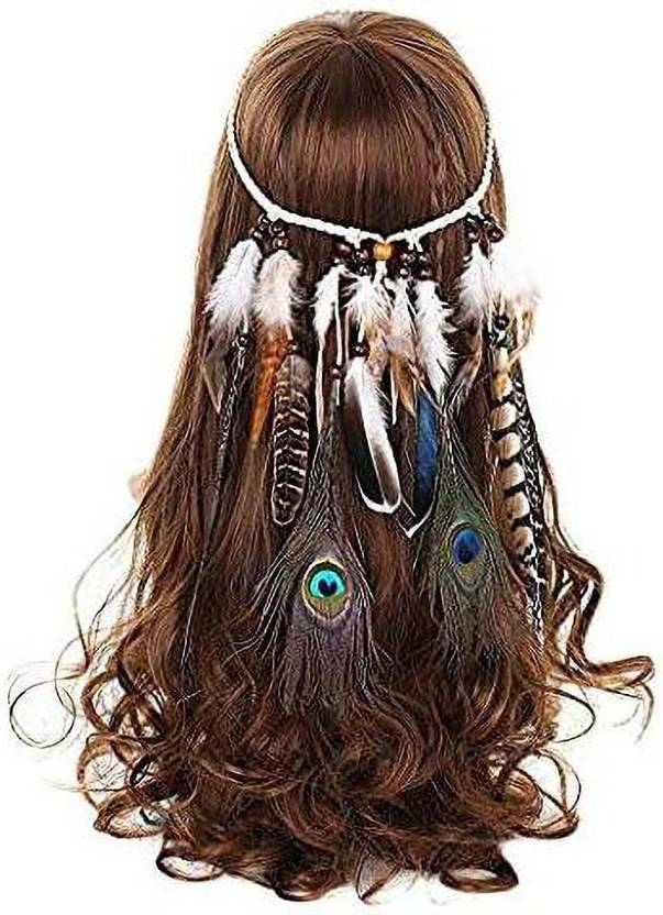 AWAYTR Peacock Feather Hippie Headband Accessories Bohemia Tribal