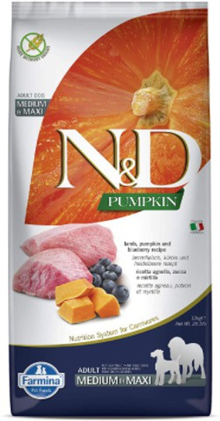 Farmina N&D Pumpkin Dry Dog Food, Grain-Free, Adult Medium & Maxi Breed, Lamb and Blueberry Lamb 12 kg Dry Adult Dog Food