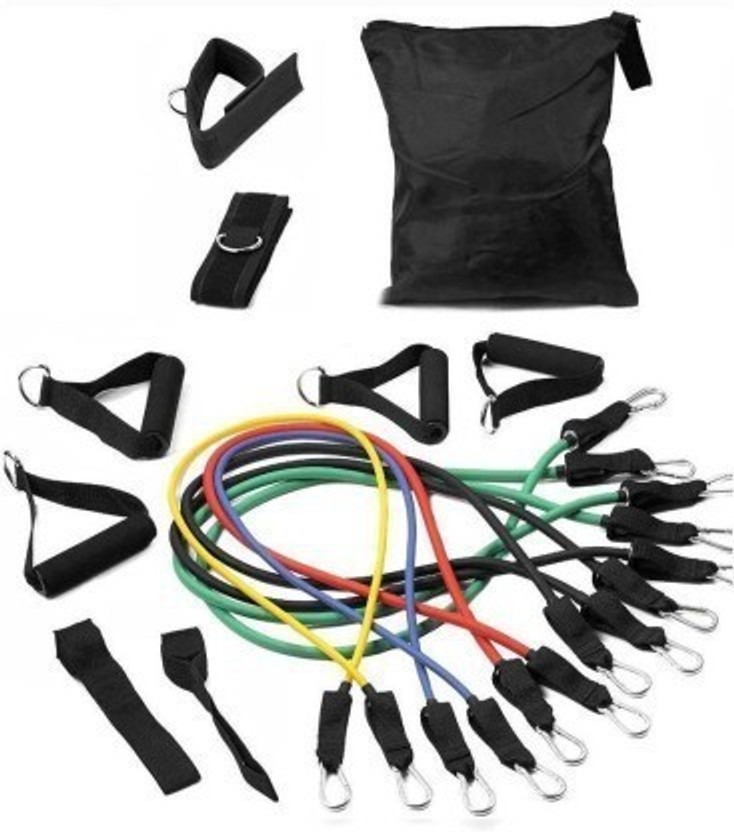 Shopeleven Resistance Bands 11pcs Set Tubes for Fitness Home Gym Exercise Workout Resistance Resistance Tube(Multicolor)