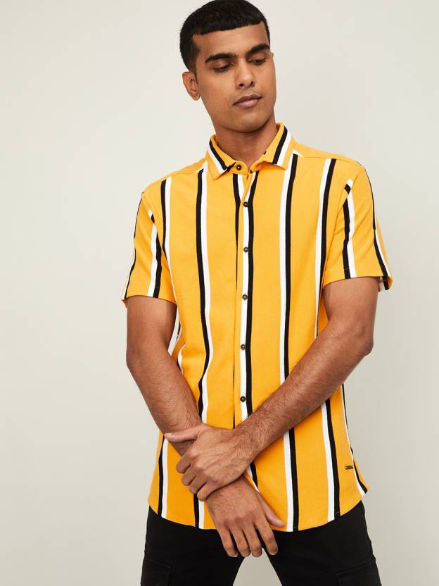BOSSINI Men Striped Casual Yellow Shirt - Buy BOSSINI Men Striped Casual  Yellow Shirt Online at Best Prices in India 