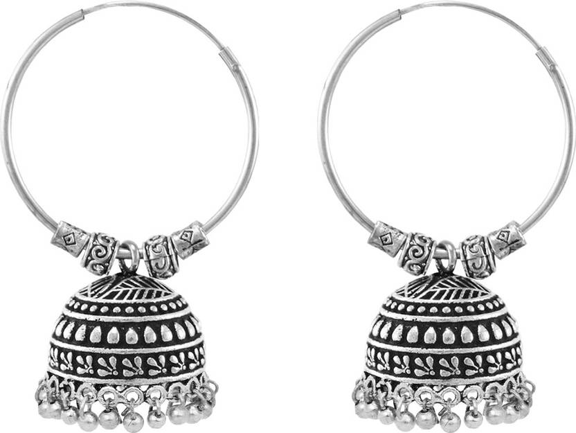 Flipkart.com - Buy Goldfish Hoop Earrings Oxidized Silver Jhumki Jhumka  Earrings Beads Brass Jhumki Earring Online at Best Prices in India