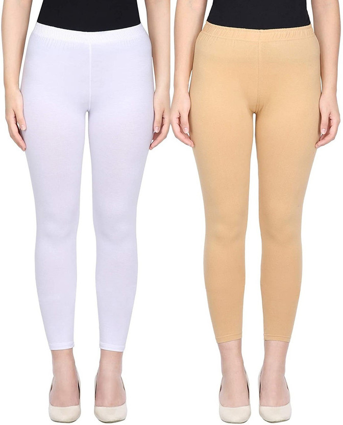 SwaNit Ankle Length Ethnic Wear Legging(White, Beige, Solid)