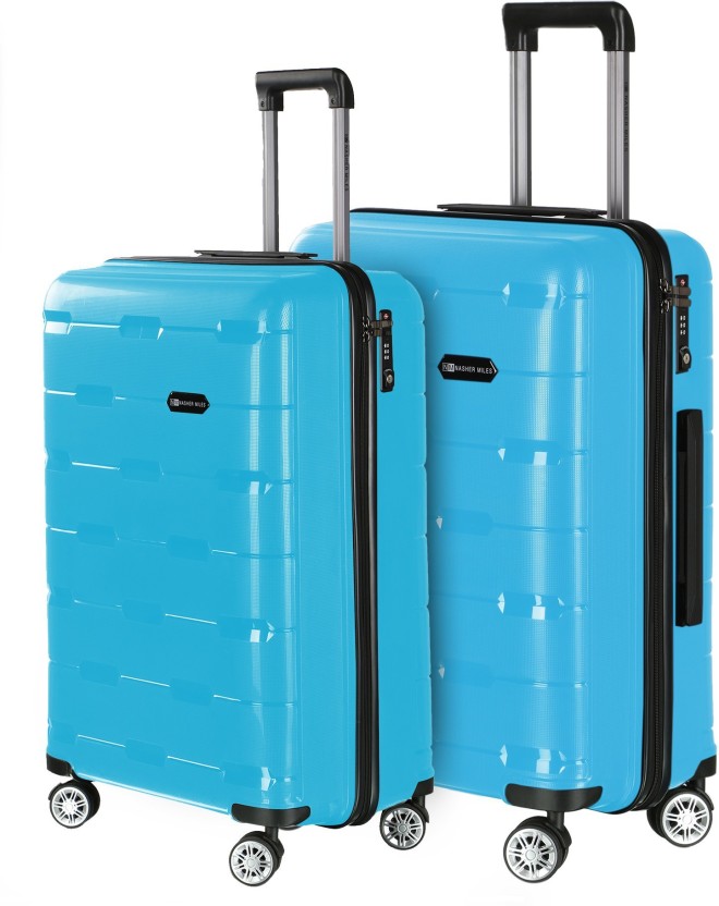 aqua blue luggage