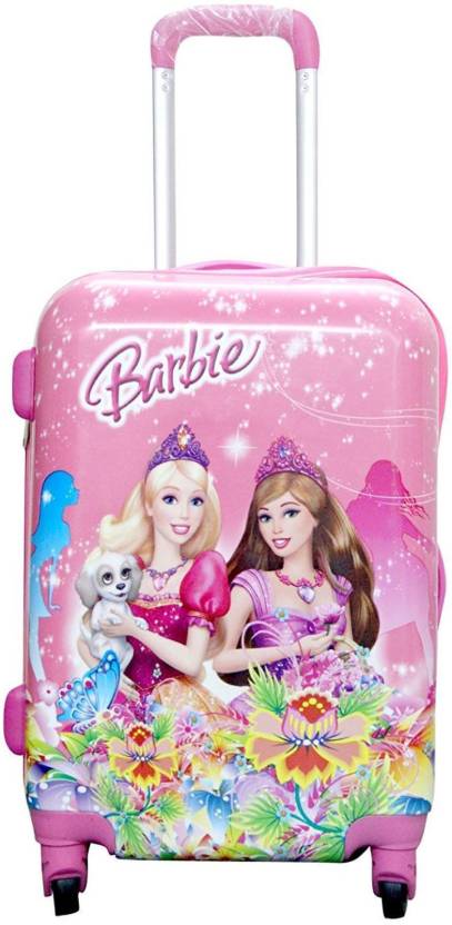 D's PARADISE Kid's cartoon print Barbie / Princess 20 Inches both side  print, hard top polycarbonate girls suitcase/ trolley bags for Girls with 4  wheels Cabin Suitcase - 20 inch pink - Price in India 