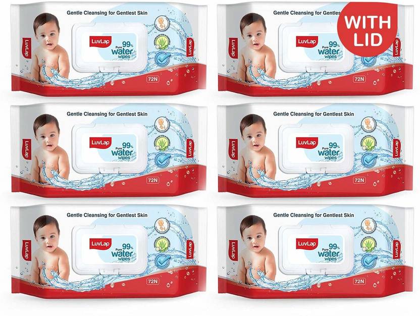 LuvLap Baby 99 Pure Water Wipes, 72 wipes/pack, Pack of 6 Combo Price
