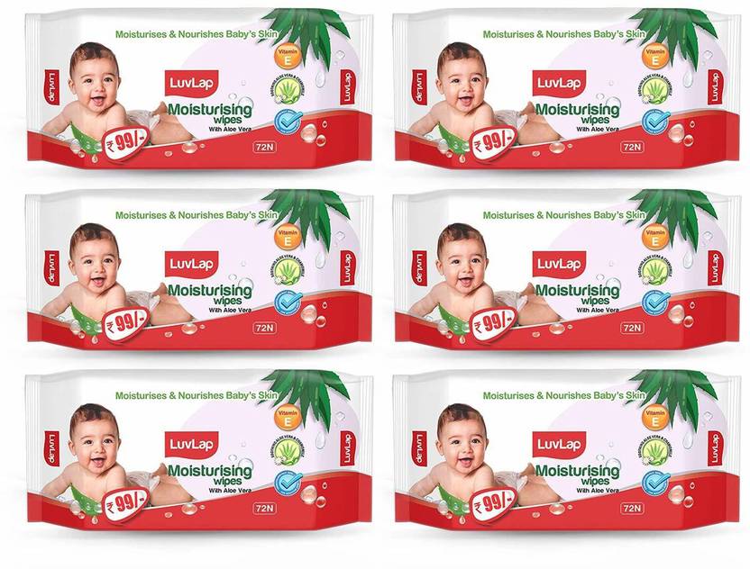 LuvLap Baby Moisturising Wipes with Aloe Vera, 72 Wipes/pack Price in