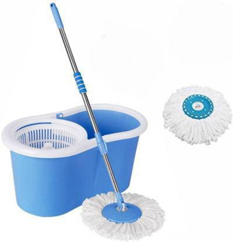 GTE Spin Bucket Mop with 2 Refills- Super Absorbent Refills for All Type of Floors, 360 Degree Spin Bucket, 180 Degree Bendable Handle, for Perfect Cleaning (Color May Vary) Cleaning Wipe, Bucket, Dustbin, Mop Refill, Mop Set, Mop
