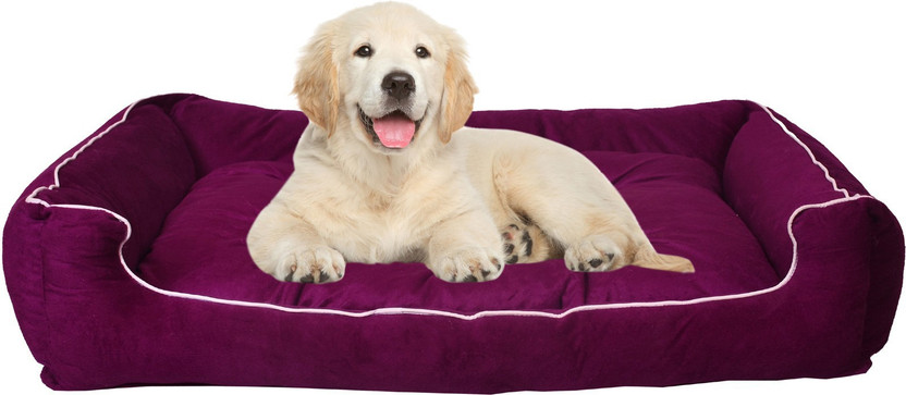 Slatters Be Royal Store PremiumQuality Velvet Luxury Washable DOG Sofa For All Season Sleeping CatPuppy XL Pet Bed(Purple)