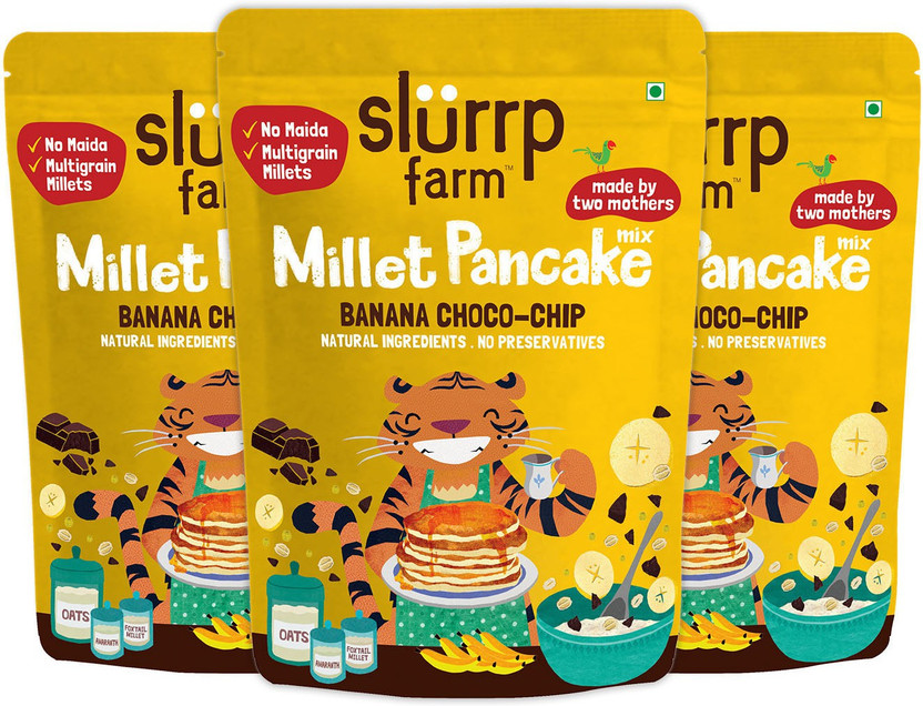 Slurrp Farm No Maida Pancake Mix- Banana Chocochip, 100% Veg, Eggless 150 g(Pack of 3)