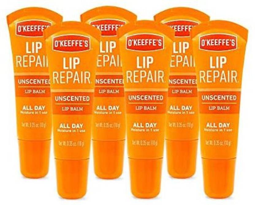 O'Keeffe's Unscented Lip Repair Lip Balm.35 Ounce Tube, (Pack of 6