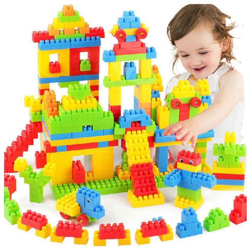 Willyard 100 Pcs Building Blocks (92 Pieces +8 Tyres)|Puzzles,Skill Development,MIND SHARPENING,NON TOXIC/NON HARMFUL ,IDEAL FOR HAND EYE CORDINATION & EASY INTERLOCKING| Brain Building |Creative |education and entertainment|learning to build towers, pyramids, etc.(Multicolor)