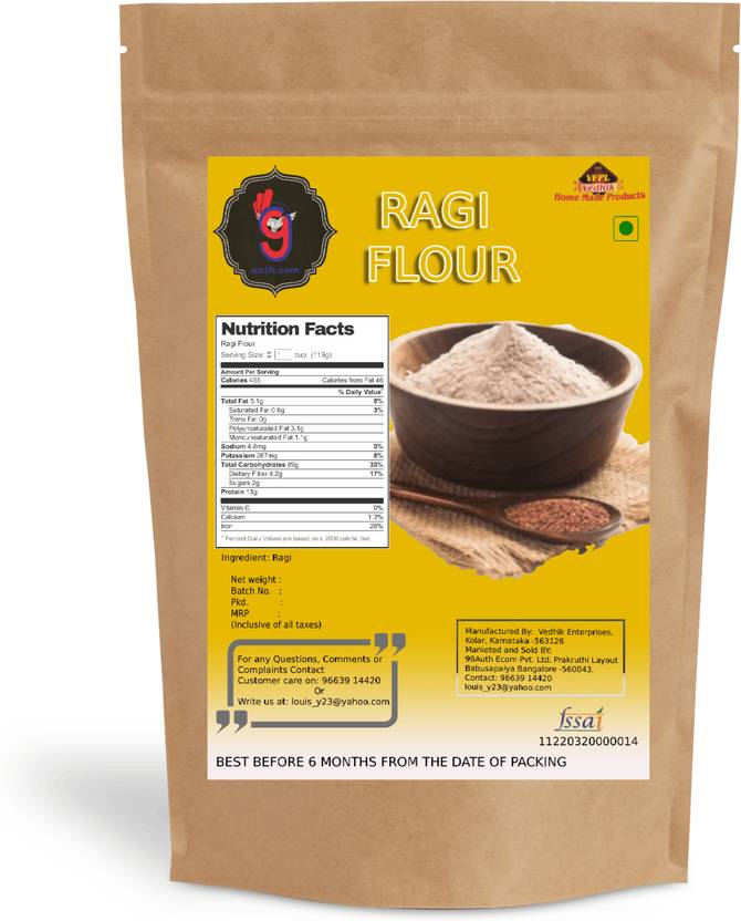 99Auth Premium Pure Ragi Flour/Finger Millet Flour Original No