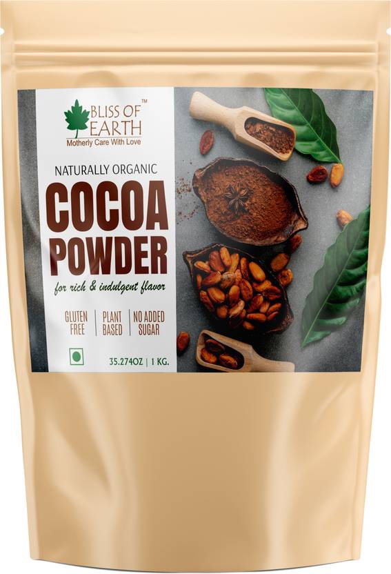 Bliss of Earth Raw & Unsweetened Cocoa Powder 1kg For Chocolate Cake