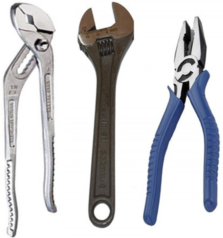 manvi Hand Tool Kit Set For Plumbing-Water Pump Plier 10",Adjustable Wrench 12" & Plier 8" Hand Tool Kit(3 Tools)