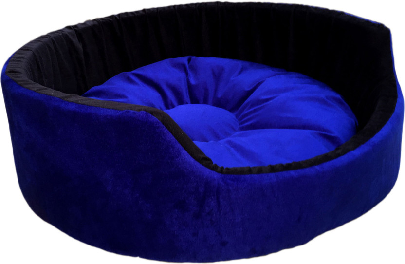 Slatters Be Royal Store PremiumQuality Velvet Luxury Washable DOG Sofa For All Season Sleeping CatPuppy L Pet Bed(Blue, Black)