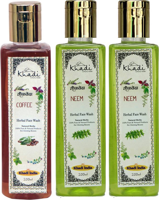Leafveda Khadi Herbal Combo Pack of Coffee and Neem, Neem Pack of 3