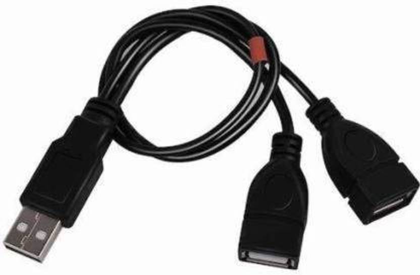 TECHGEAR USB 2.0 Male to 2 Dual USB Female Jack Adapter Cable for