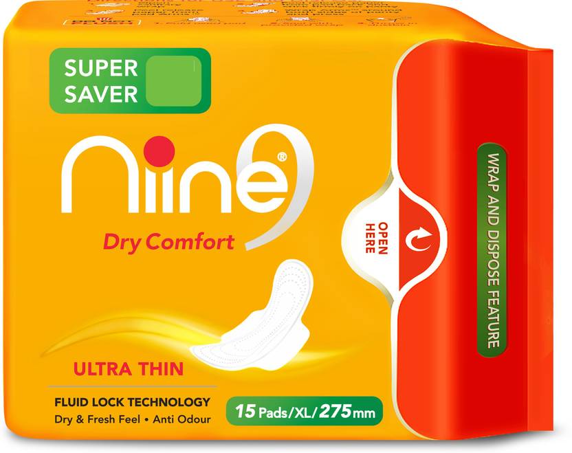 nine dry comfort ultra thin xl (15pads) fluid lock technology Sanitary