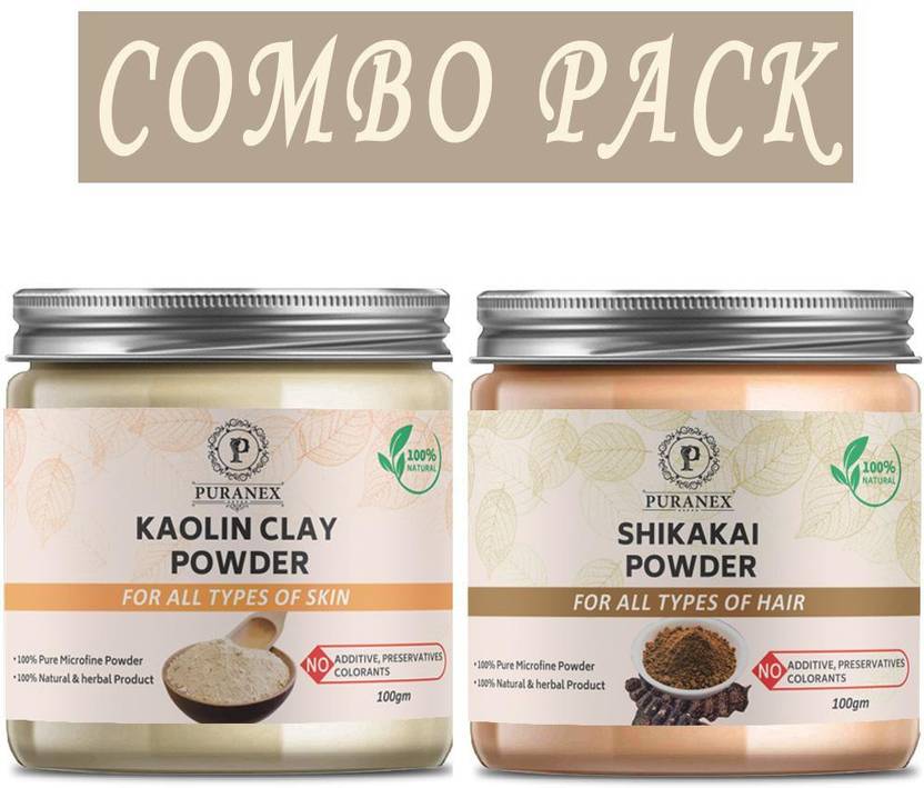 PURANEX Pure & Natural Kaolin Clay Powder & Shikakai Powder Powder Pack