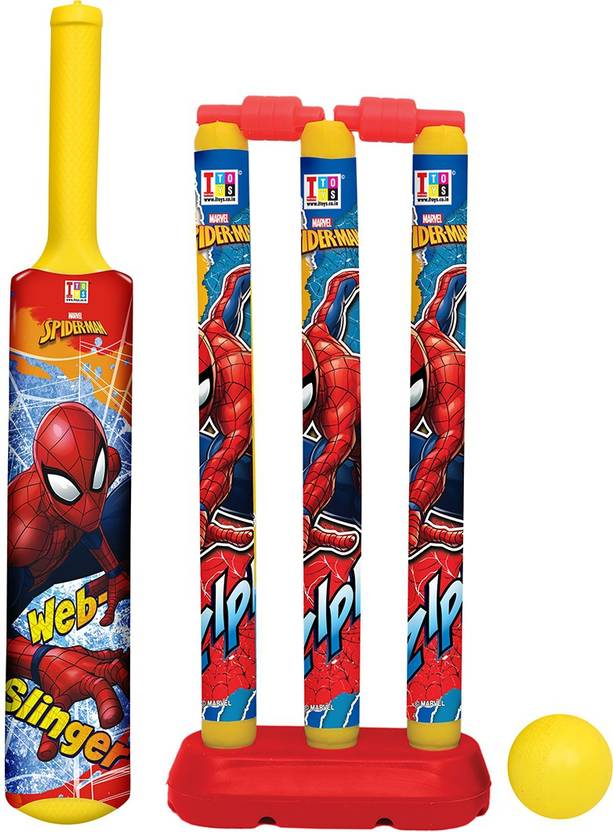 STYLESLIDE SpiderMan Bat, Ball & Stumps My First Cricket Kit Cricket
