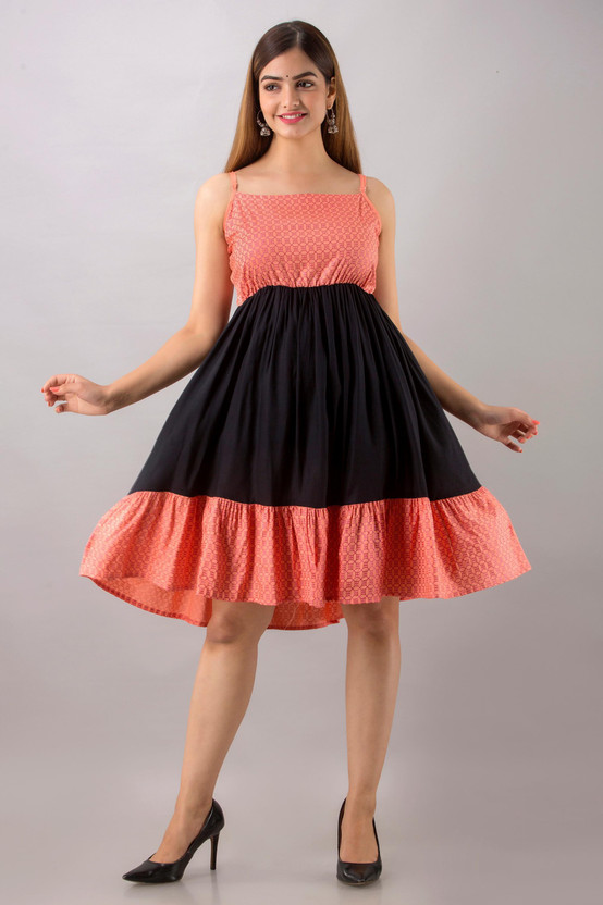 black and pink cocktail dress