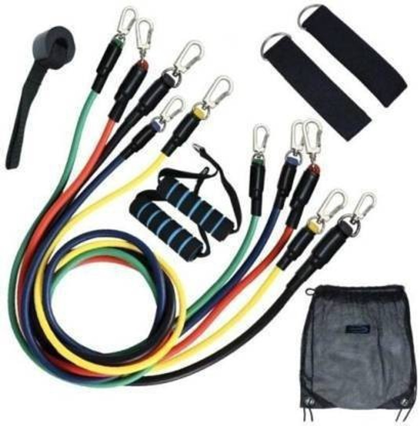 Shopeleven Resistance Bands 11pcs Set Tubes for Fitness Home Gym Exercise Workout toning tube Resistance Tube(Multicolor)
