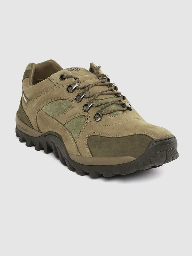 WOODLAND Men Khaki Olive Green Nubuck 