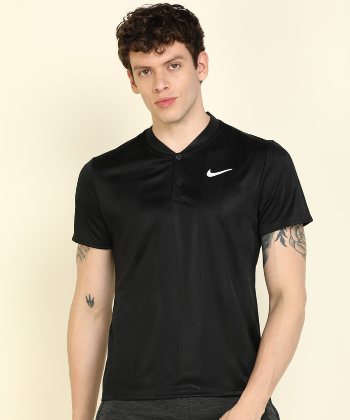 NIKE Self Design Men Polo Neck Black T